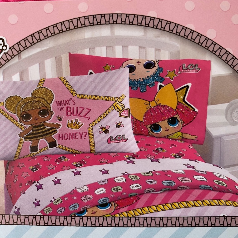 L O L Surprise! Girls Full Bedding Sheet 4 Pc Set